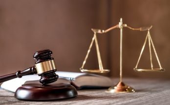 Scales of justice and a gavel