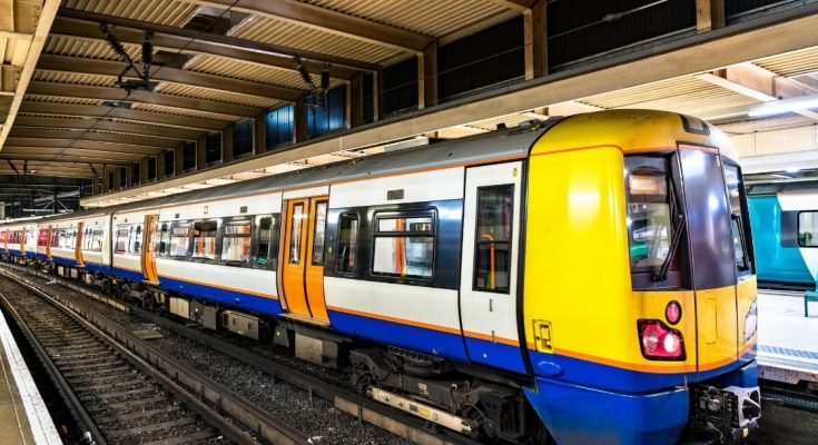 A British commuter train at Euston station in London